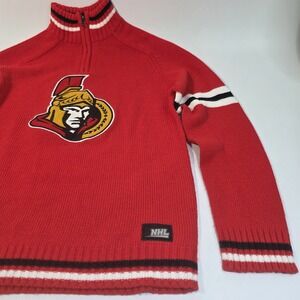 Vintage Official NHL Ottawa Senators   Knit Sweater 1/4 Zip Size M Y2K Hockey